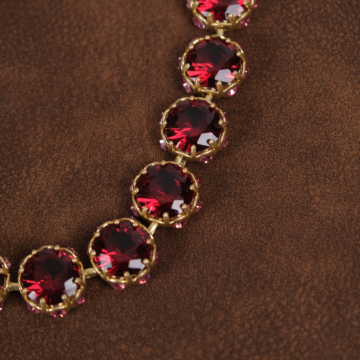 GirlyPirateCo - Vintage 18K Gold Plated Rose Red Crystal Choker Necklace