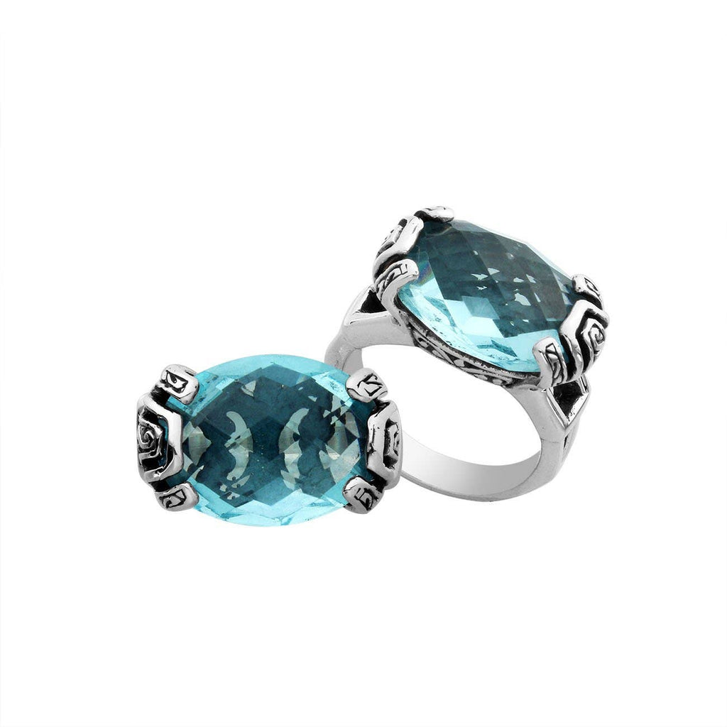 Bali Designs - AR-6293-BT-9" Sterling Silver Ring With Gemstone