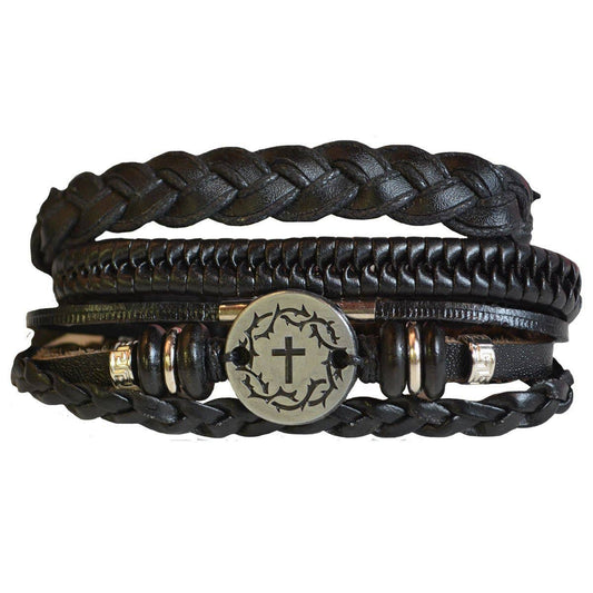 Kerusso - Faith Gear Crown Cross Mens Bracelet