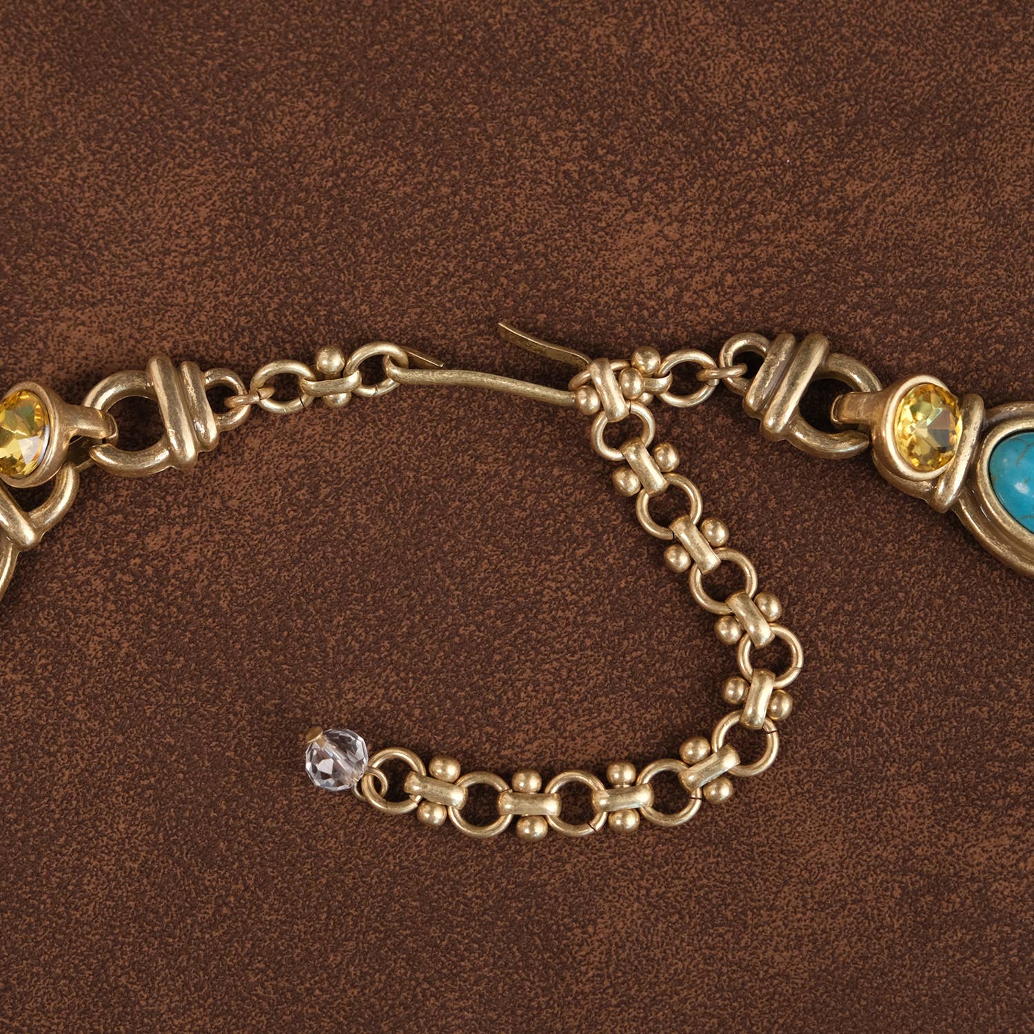 GirlyPirateCo - Vintage 18K Gold Plated Turquoise and Yellow Gem Necklace