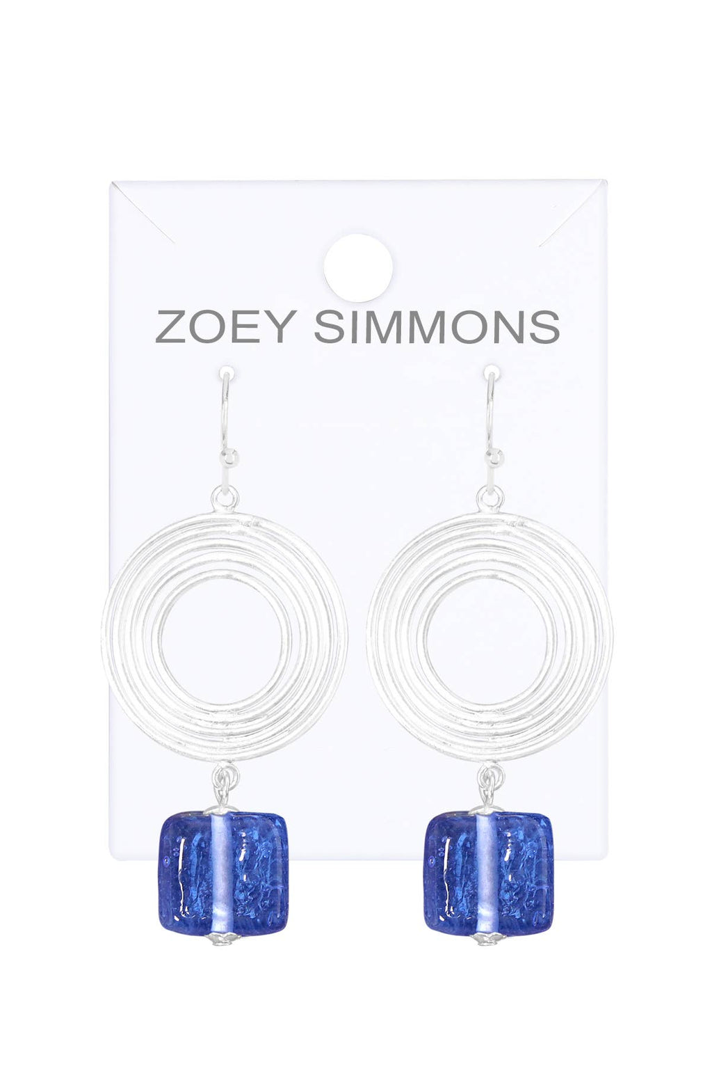 Zoey Simmons - Tanzanite Murano Glass & Swirl Disc Drop Earrings - SF