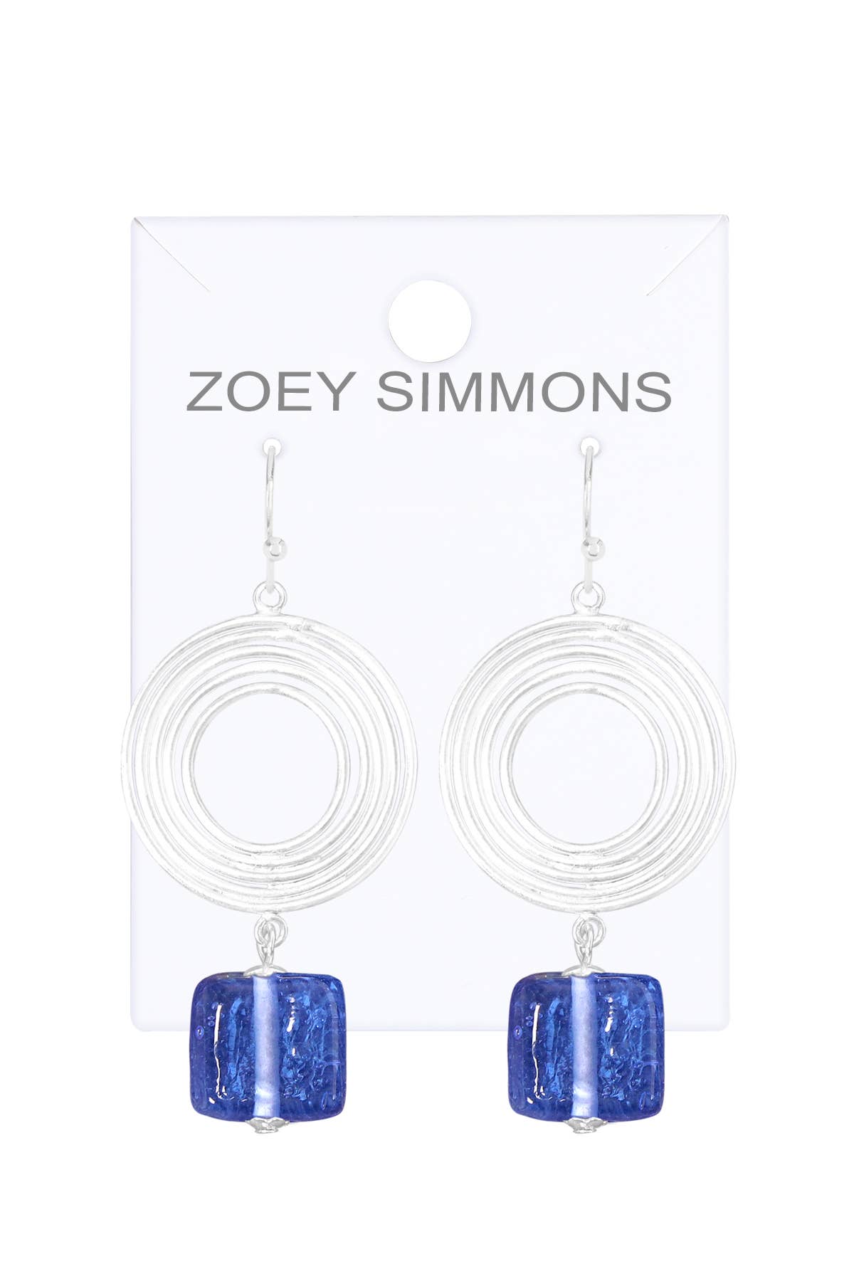 Zoey Simmons - Tanzanite Murano Glass & Swirl Disc Drop Earrings - SF