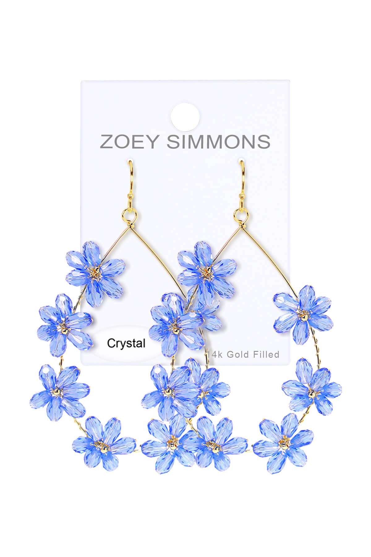 Zoey Simmons - Tanzanite Austrian Crystal Flower Bloom Drop Earrings - GF