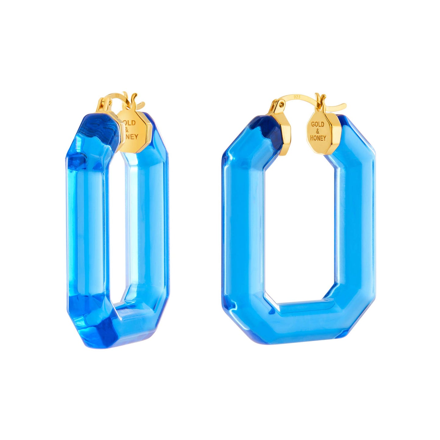 1.5" Emerald Gem Hoop in Blue