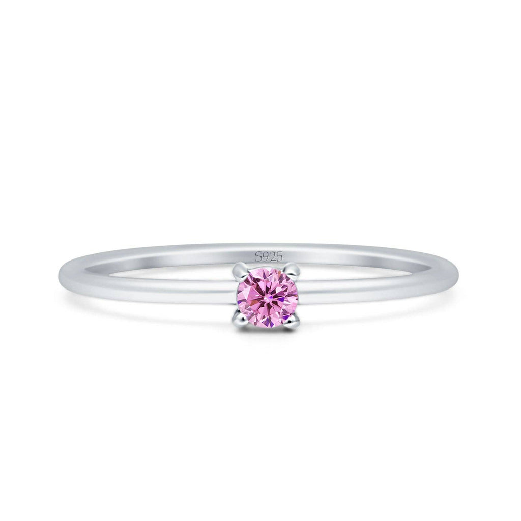 Blue Apple Imports - Art Deco Round Pink CZ Solitaire Ring