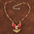 GirlyPirateCo - Vintage Enamel Red and Gold Plated Eagle Pendant Necklace