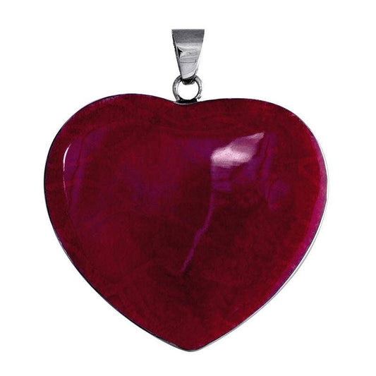 Bali Designs - AP-1027-CR Sterling Silver Heart Shape Pendant with Coral