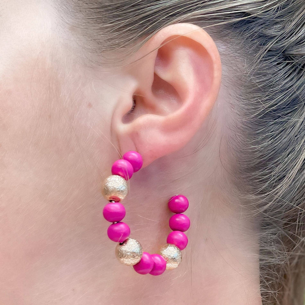 Prep Obsessed Wholesale - Gold & Color Bead Hoop Earrings