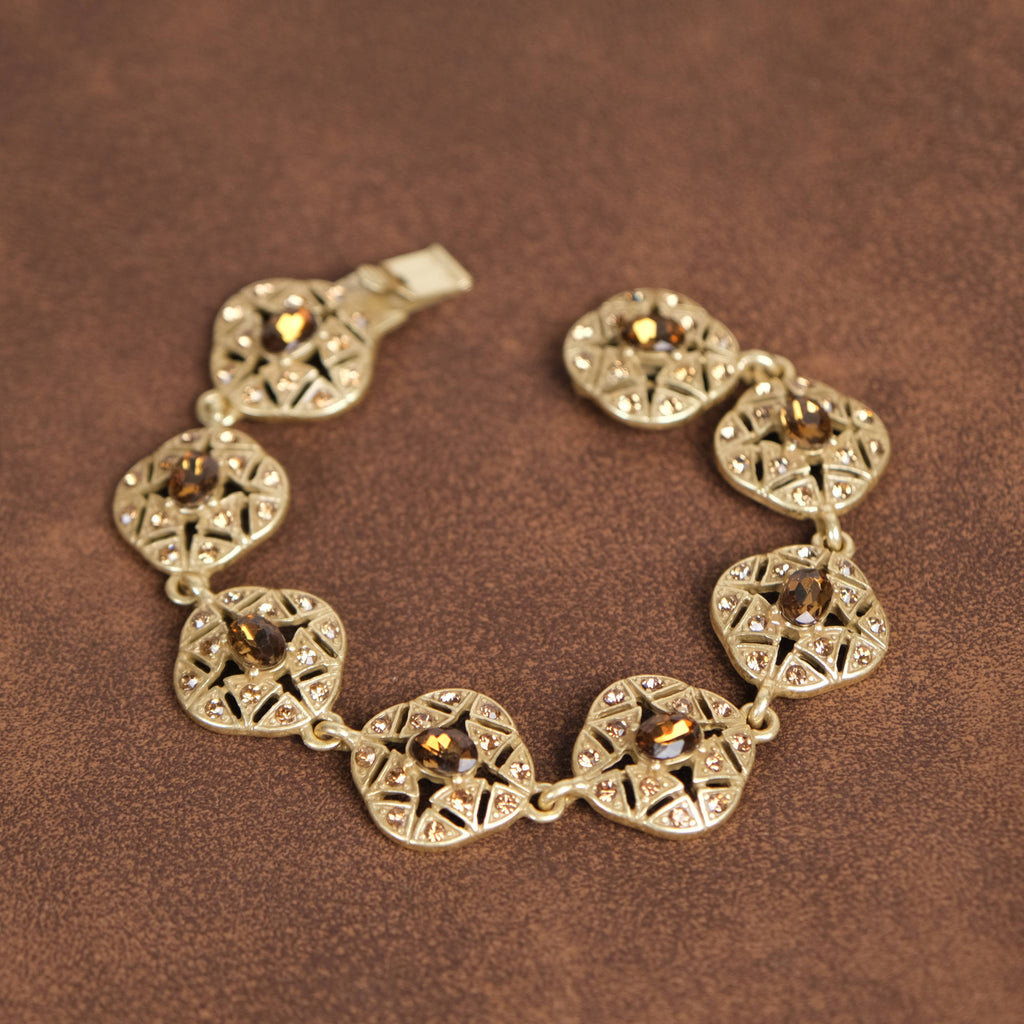GirlyPirateCo - Vintage 18K Gold-Plated Amber Crystal Bracelet