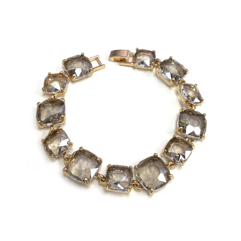 StarryNYC - Cushion Cut Glass Crystal Linked Station Bracelet