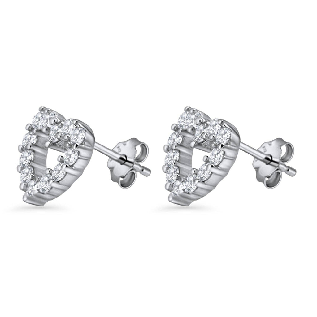 Blue Apple Imports - Heart Stud Earrings Cubic Zirconia