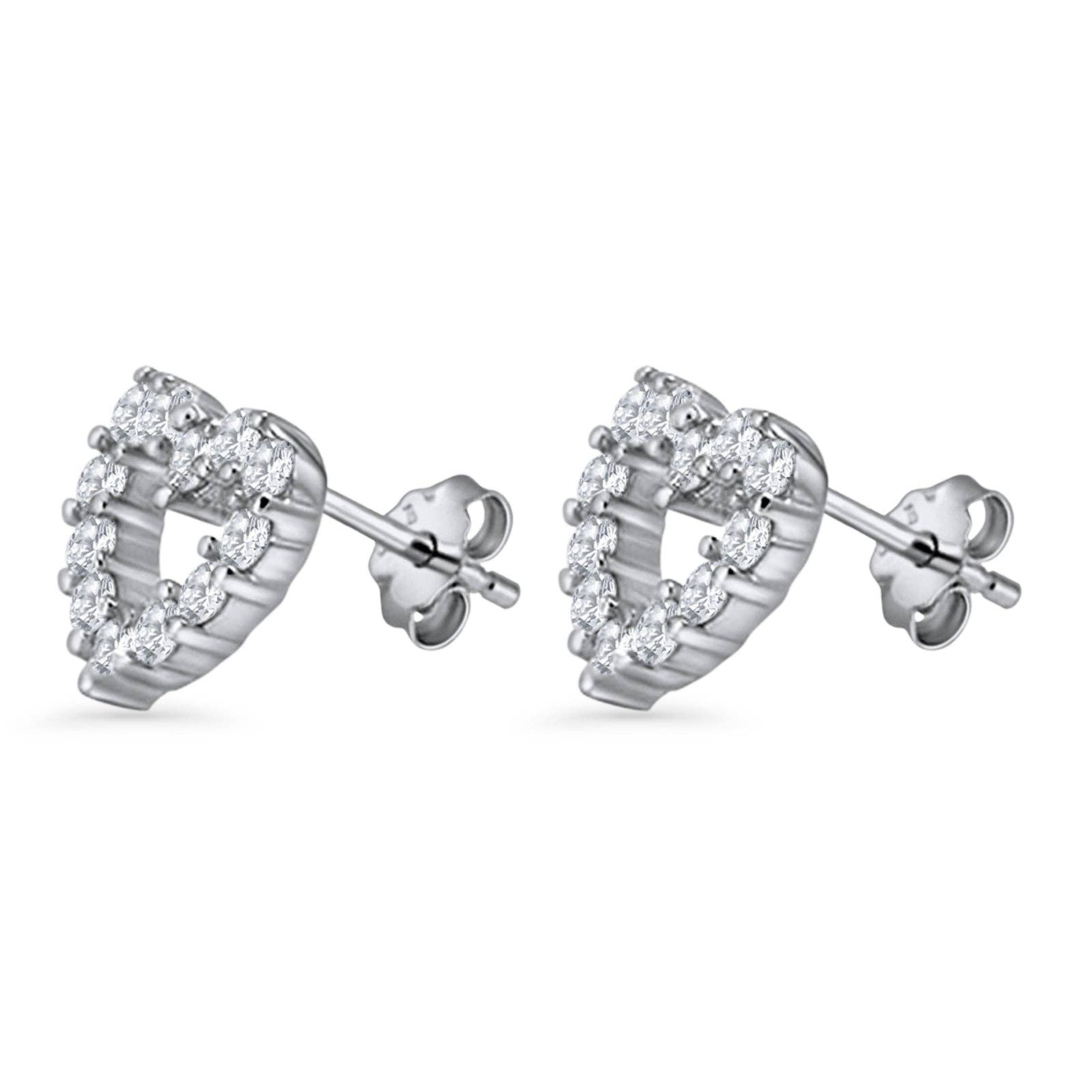 Blue Apple Imports - Heart Stud Earrings Cubic Zirconia