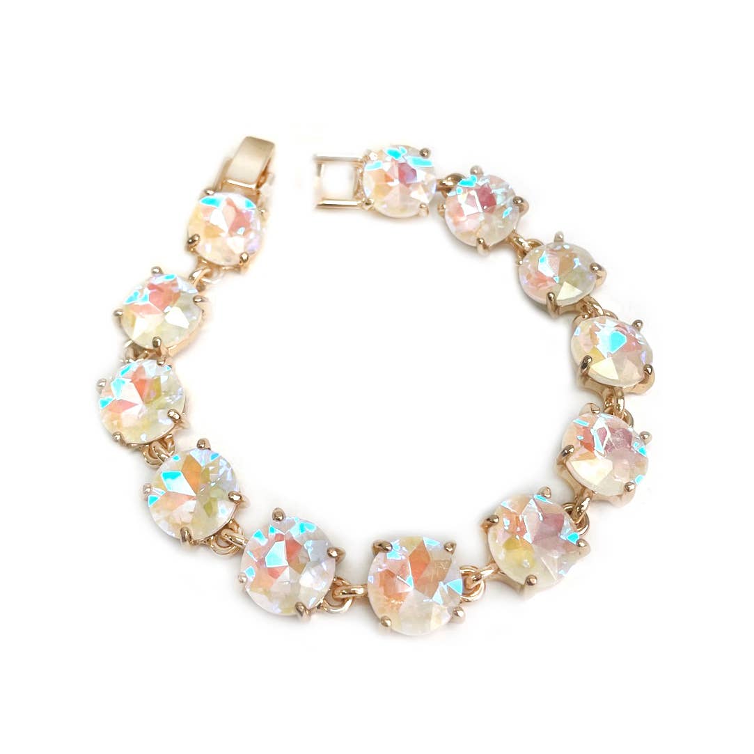 StarryNYC - Round Cushion Cut Crystal Glass Linked Bracelet