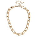 Canvas Style - Lennox Chunky Rectangle Chain Link Necklace in Worn Gold