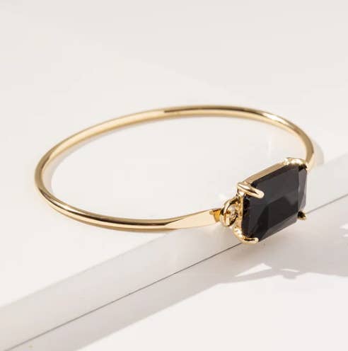 StarryNYC - High Quality Glass Crystal Rectangle Stone Cuff Metal Bangle