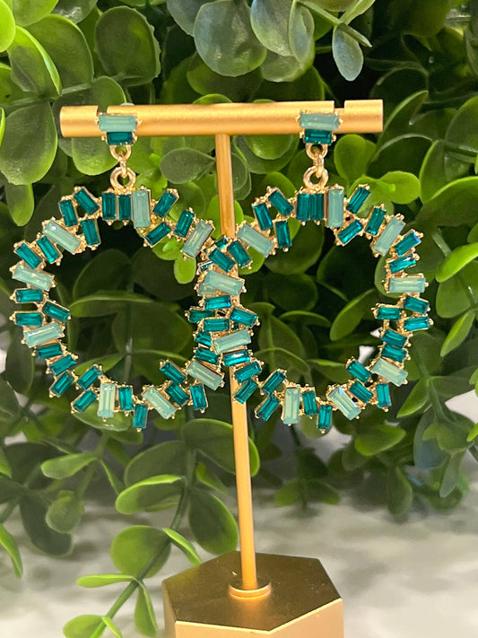 Buttoned Up with Lux - Multicolor Crystal Shimmering Earrings