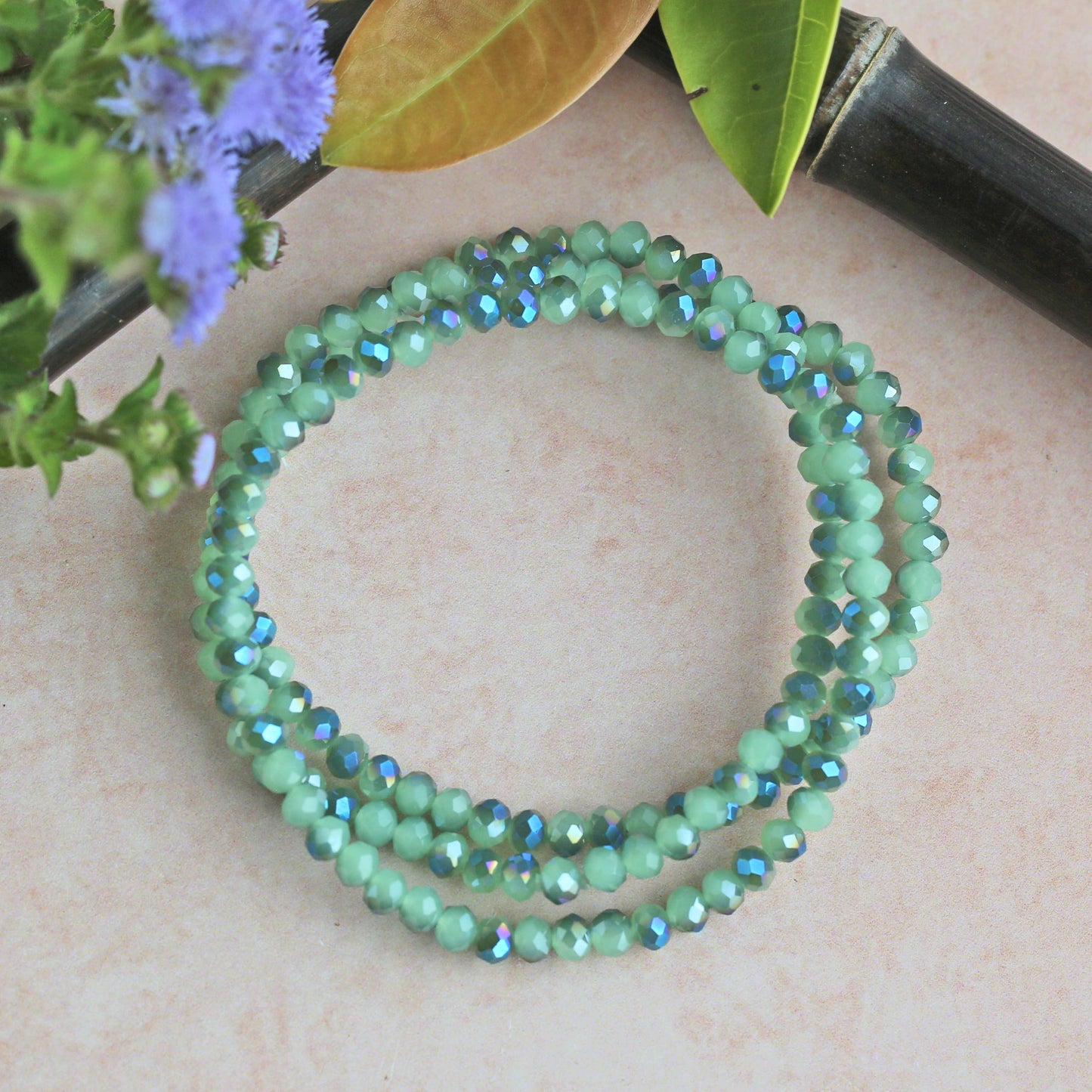 4MM Petite Crystal Stackable Set of 2 Stretch Bracelets