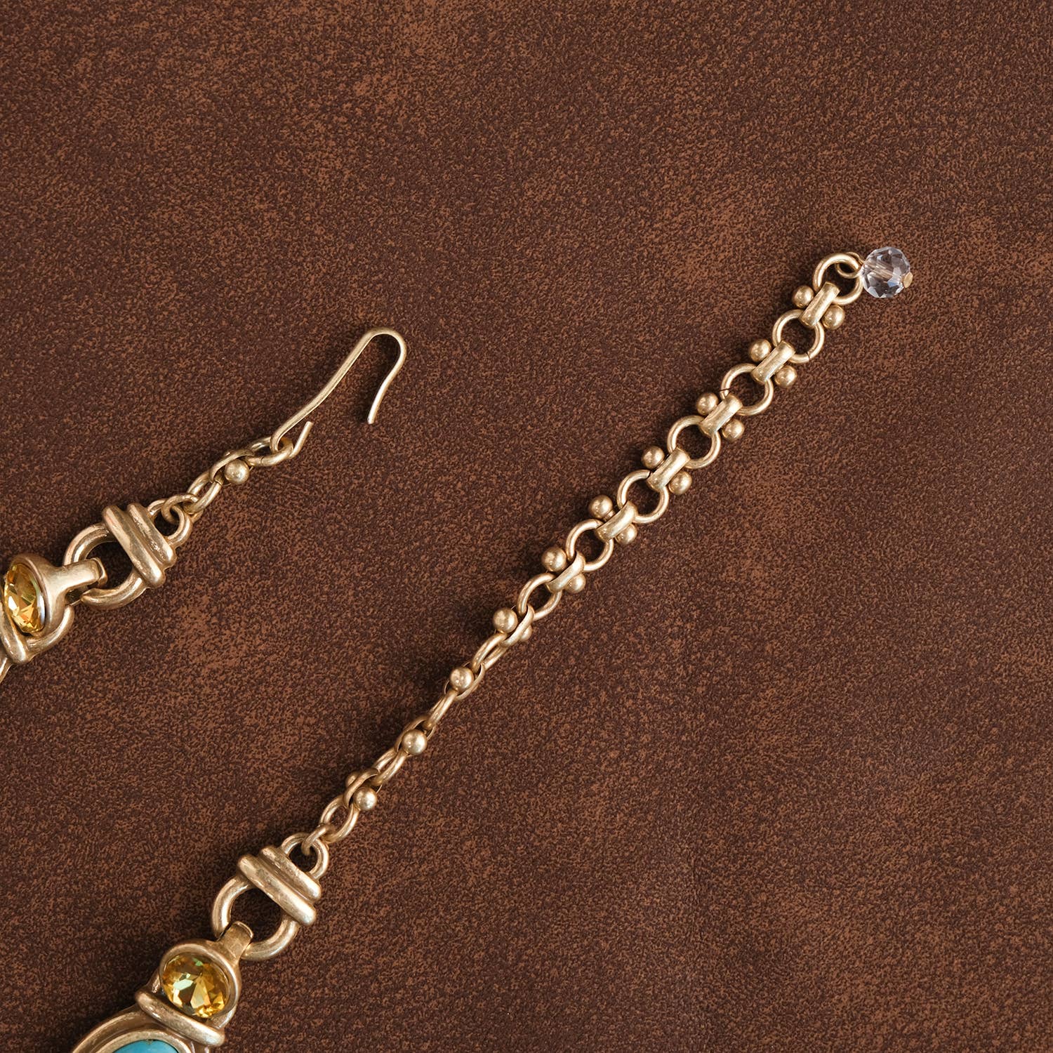 GirlyPirateCo - Vintage 18K Gold Plated Turquoise and Yellow Gem Necklace