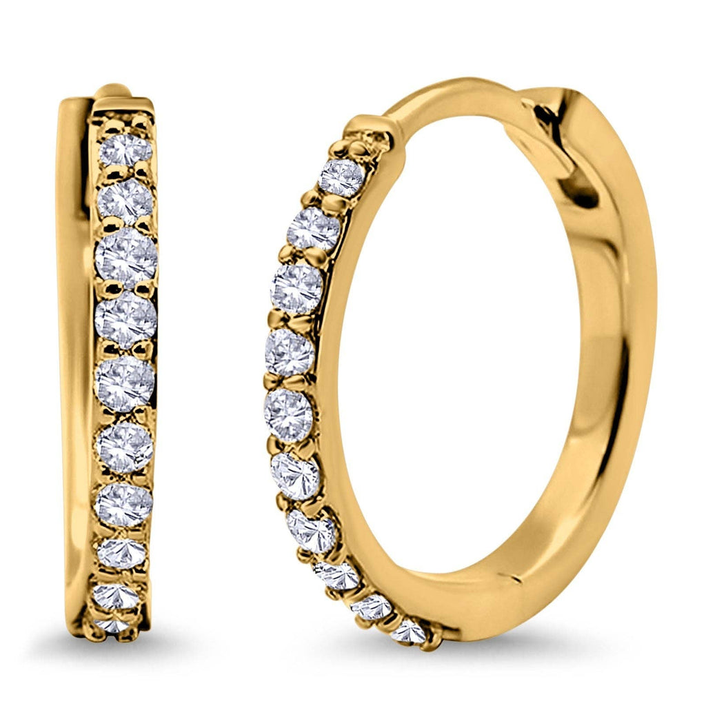 Blue Apple Imports - Half Eternity Yellow Tone Cubic Zirconia Hoop Earrings