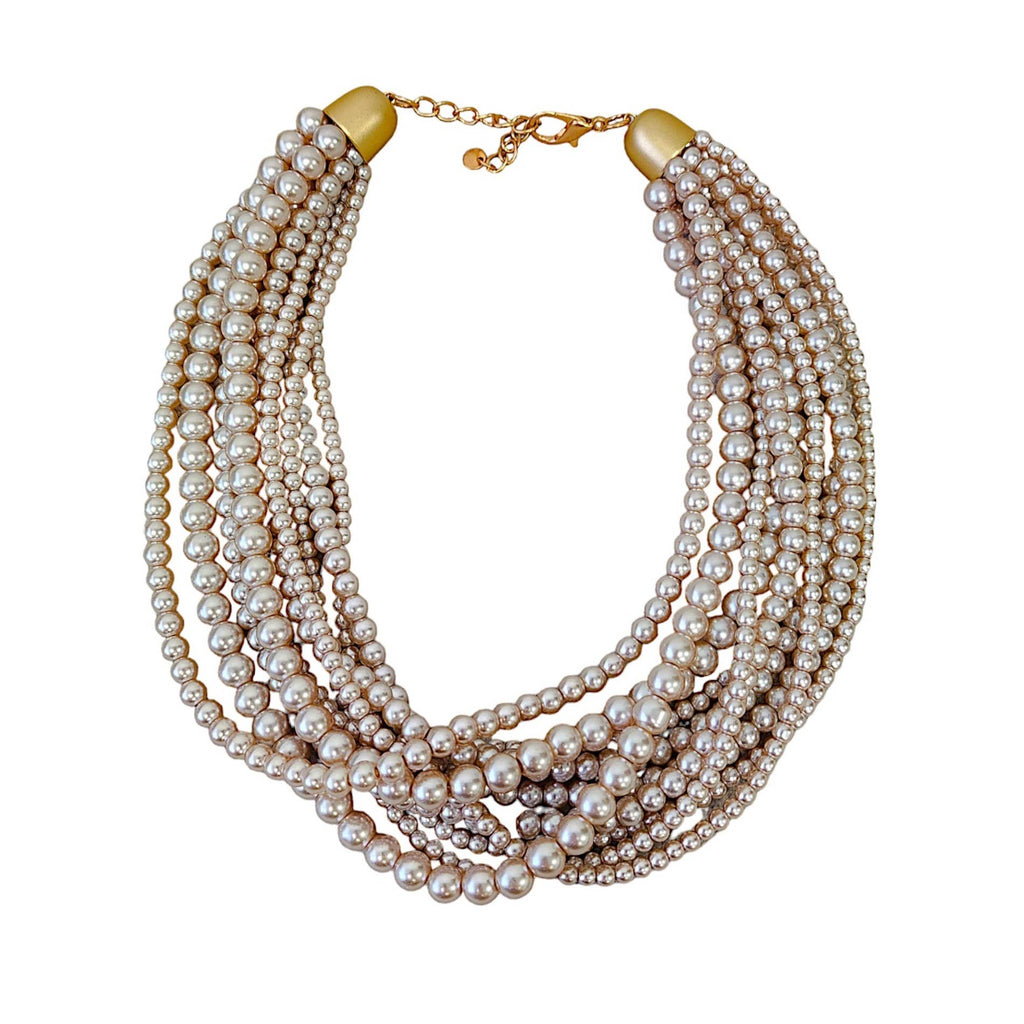Gardenia Jewelry Ltd. - Neutral Mocha Chocolate Brown Pearl Twist Choker Necklace