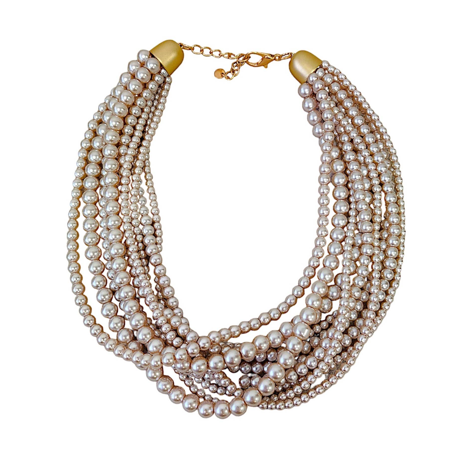 Gardenia Jewelry Ltd. - Neutral Mocha Chocolate Brown Pearl Twist Choker Necklace