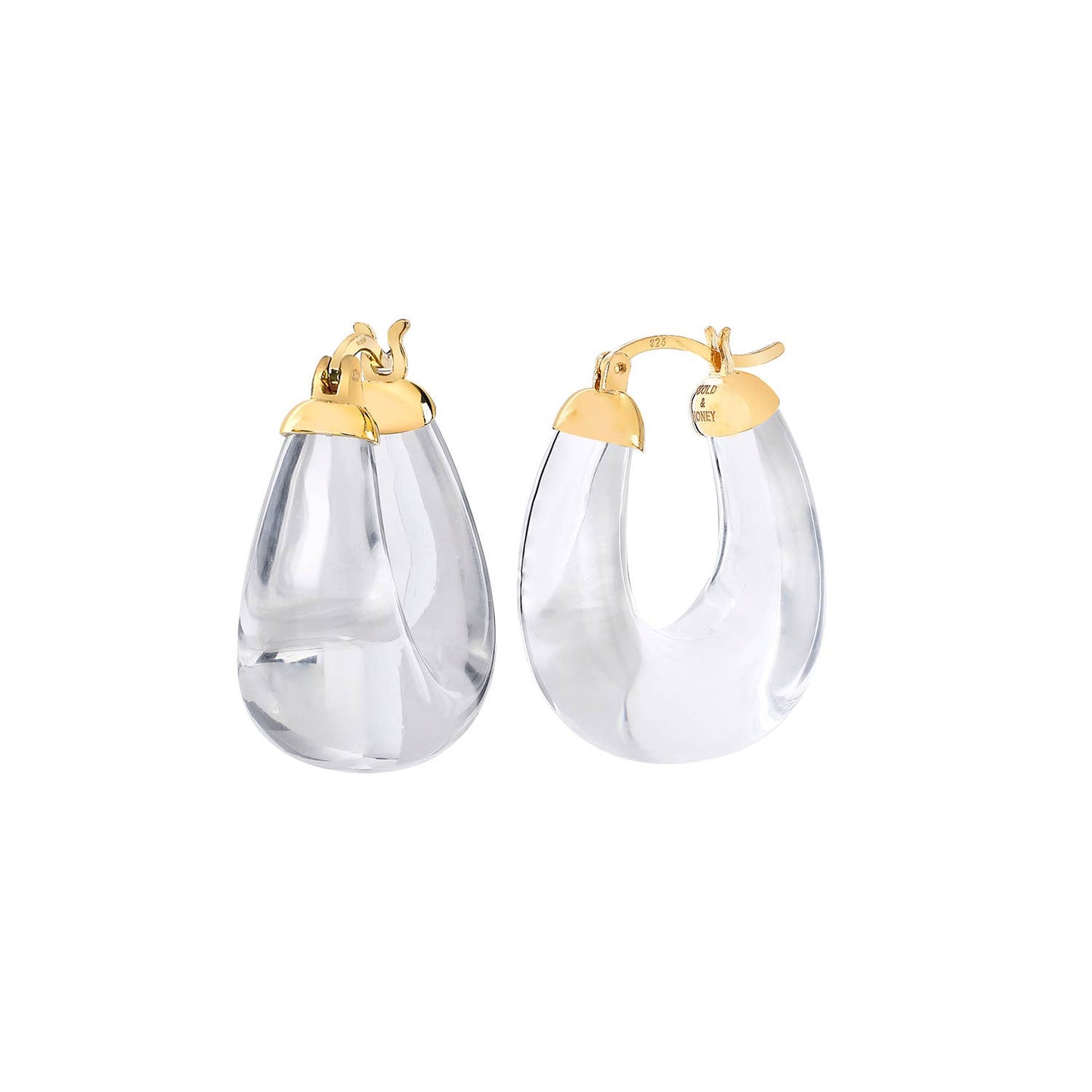 Gold & Honey - 1.25" Clear Chunky Bucket Hoop Earrings