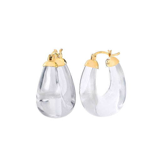 Gold & Honey - 1.25" Clear Chunky Bucket Hoop Earrings