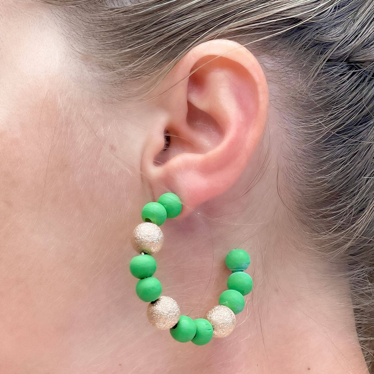 Prep Obsessed Wholesale - Gold & Color Bead Hoop Earrings
