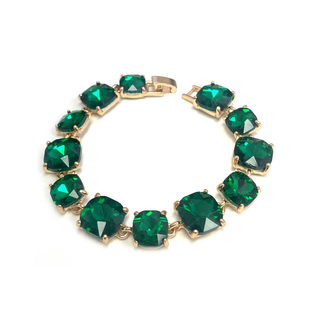 StarryNYC - Cushion Cut Glass Crystal Linked Station Bracelet