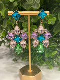 Buttoned Up with Lux - Pastel Crystal Dangle Earrings