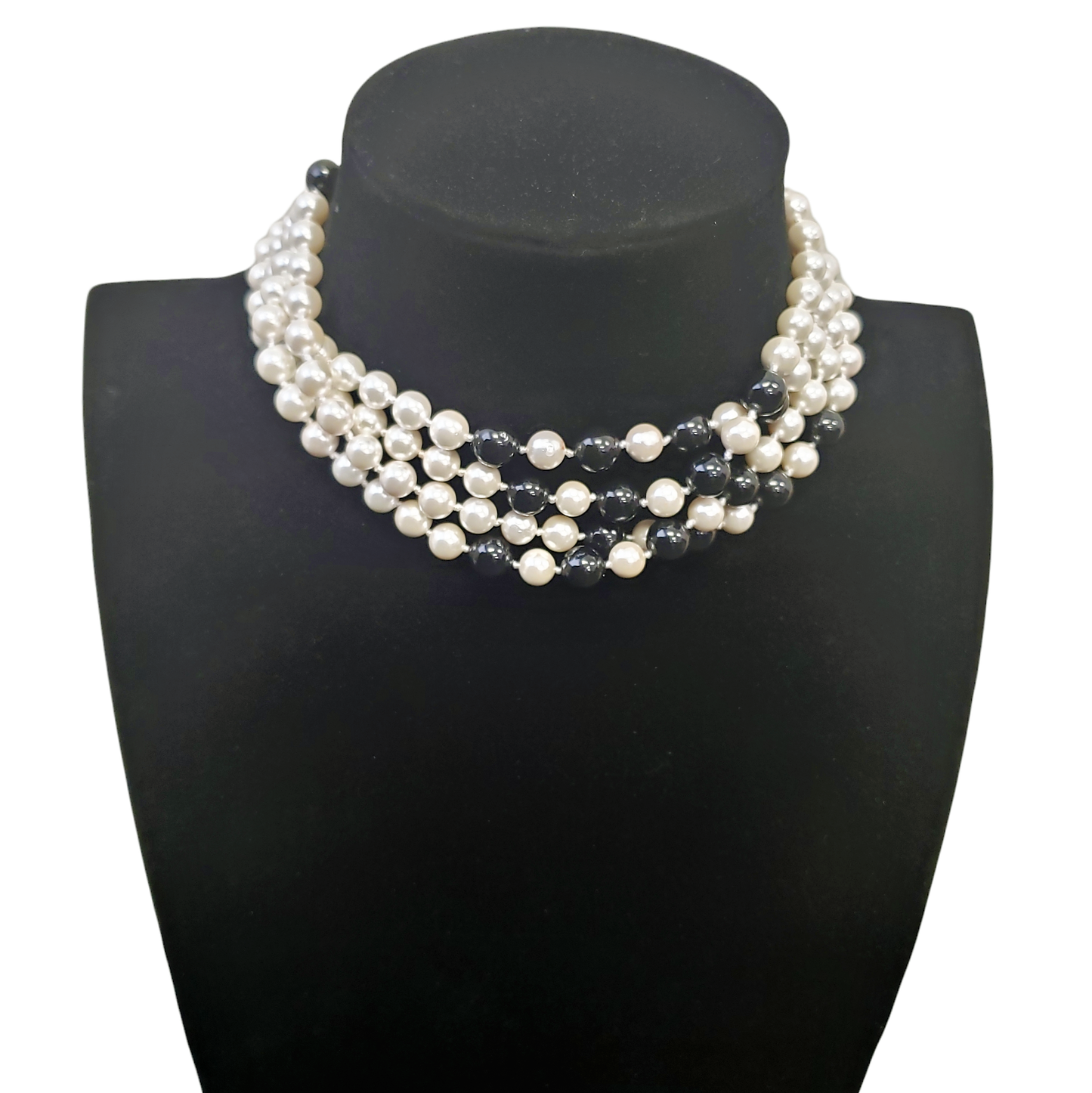 Gardenia Jewelry Ltd. - Handmade Black & White Mother of Pearl 60" Strand Necklace