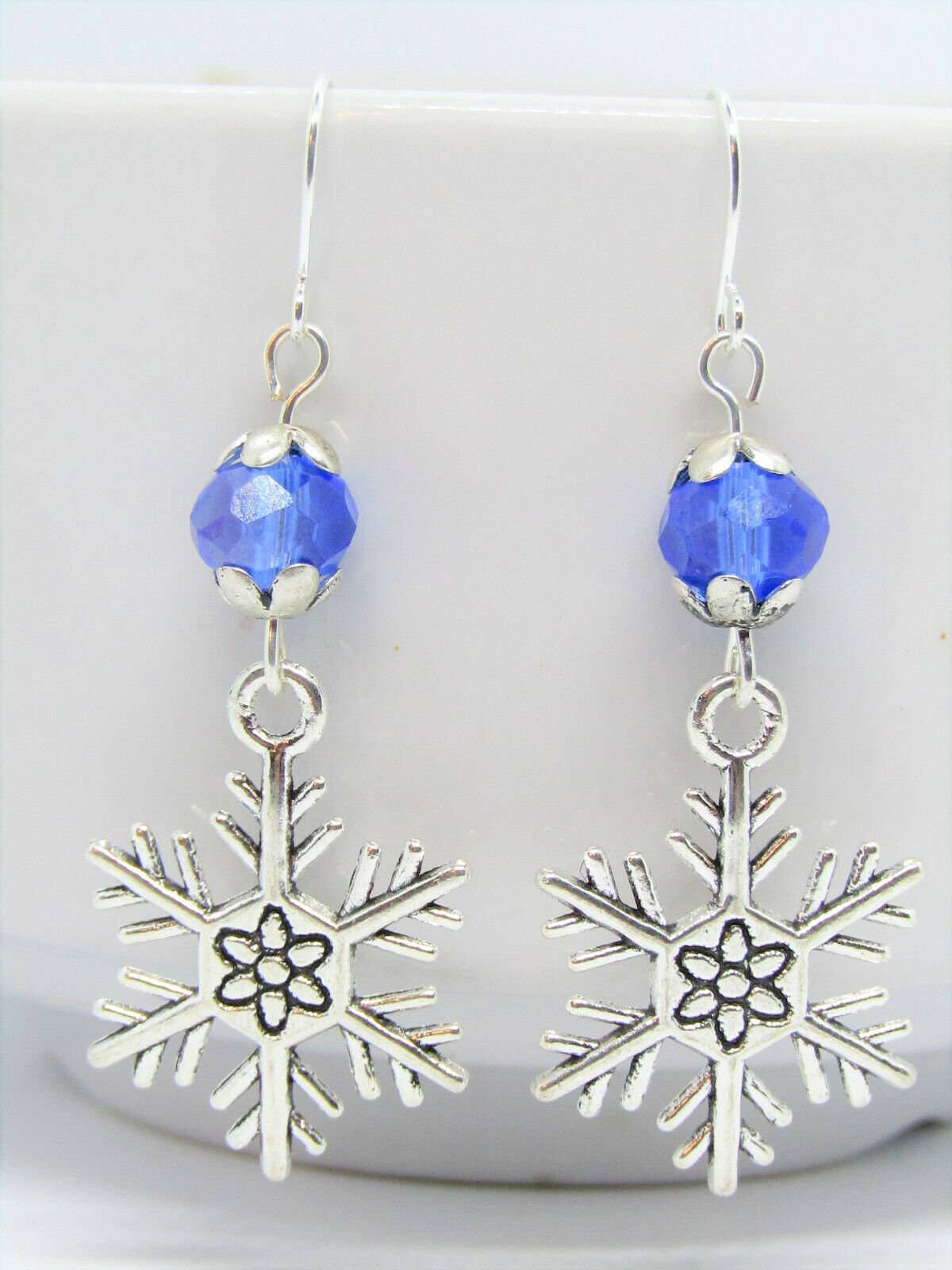 Bad Apple Designs - Snowflake Charm Silver Dangle Earrings, Frozen, Christmas Jewelry