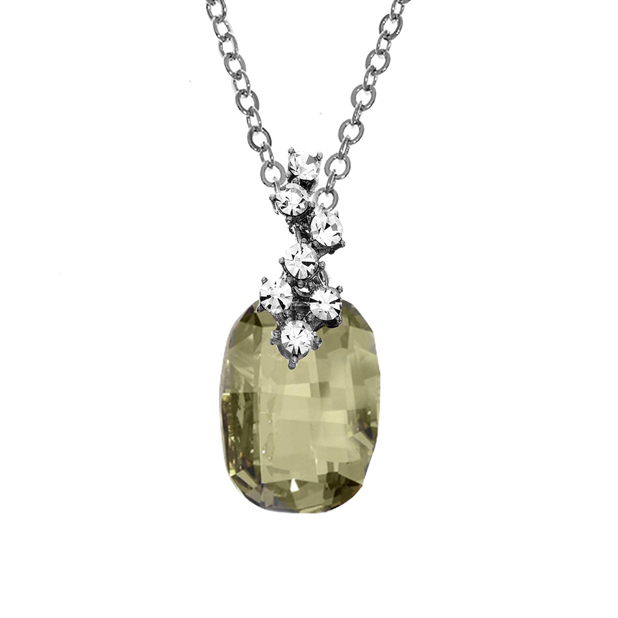 Luxe on Main LLC - Silver Plated Pend Necklace w/Silver Shadow & Clear Crystals