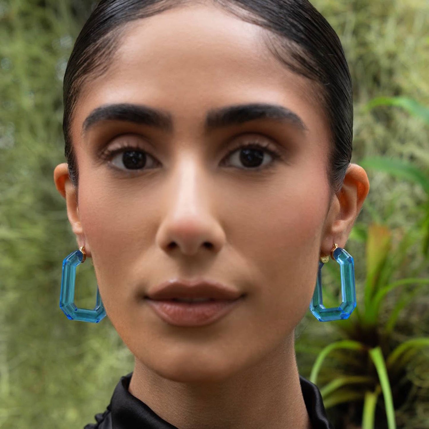 1.5" Emerald Gem Hoop in Blue