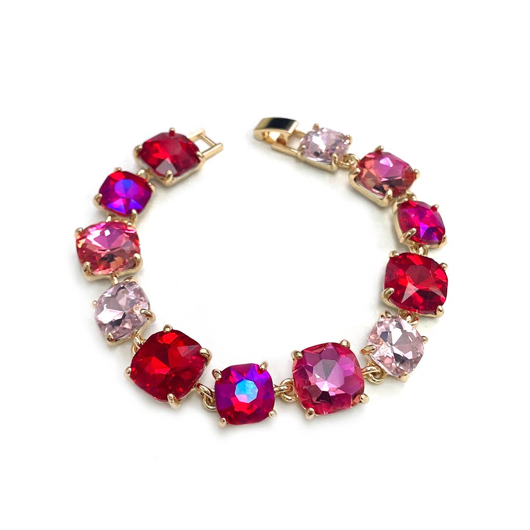 StarryNYC - Cushion Cut Glass Crystal Linked Station Bracelet