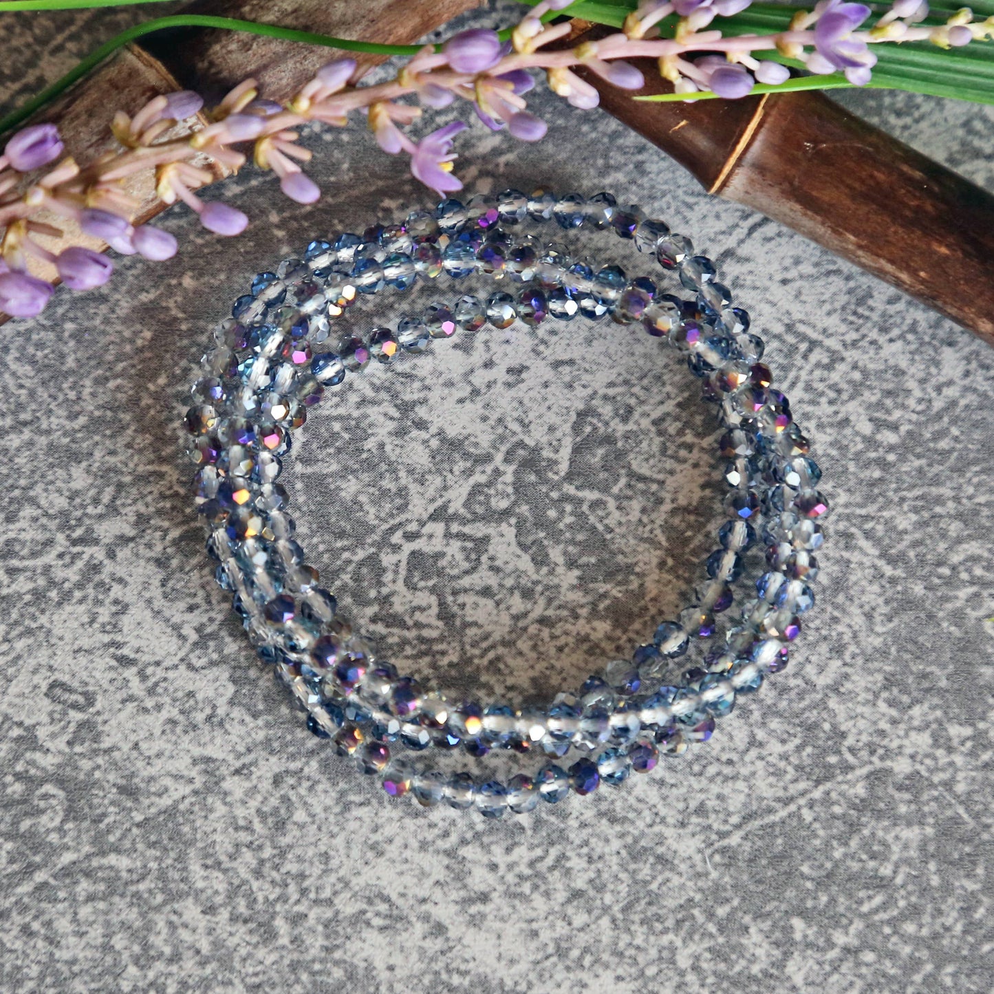 4MM Petite Crystal Stackable Set of 2 Stretch Bracelets