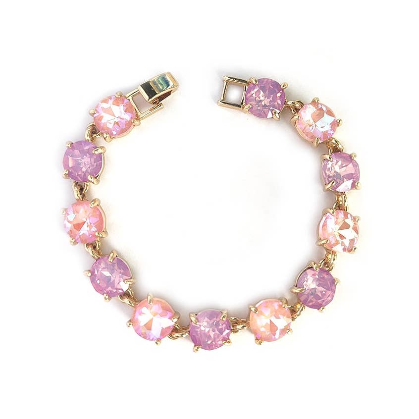 StarryNYC - Round Cushion Cut Crystal Glass Linked Bracelet