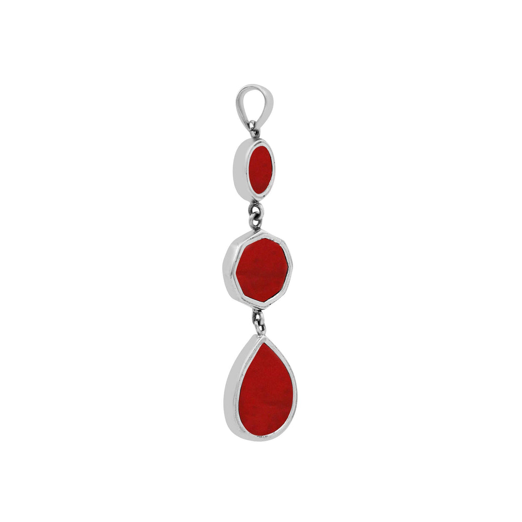 Bali Designs - AP-6248-CR Sterling Silver Pendant With Coral