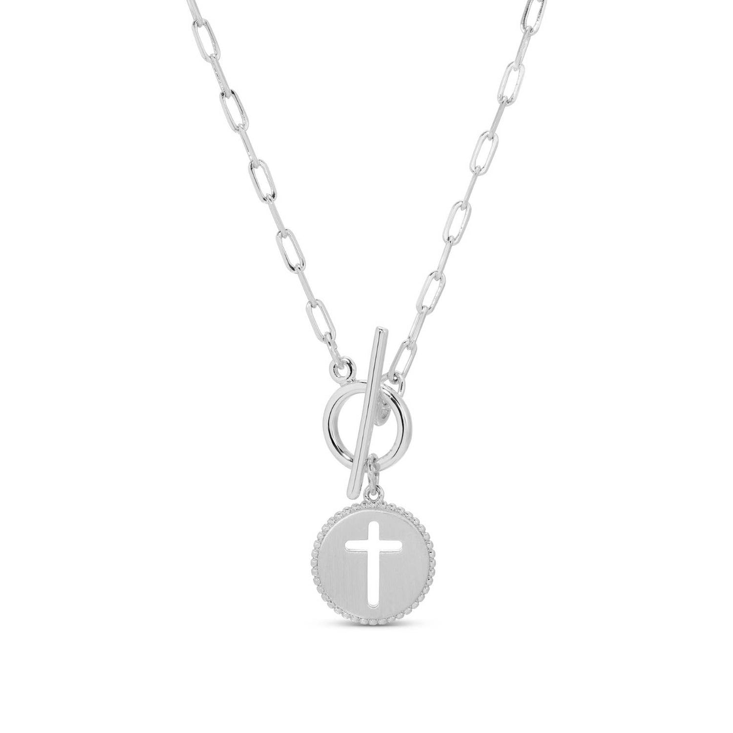 Splendid Iris - Cross Paperclip Toggle Necklace