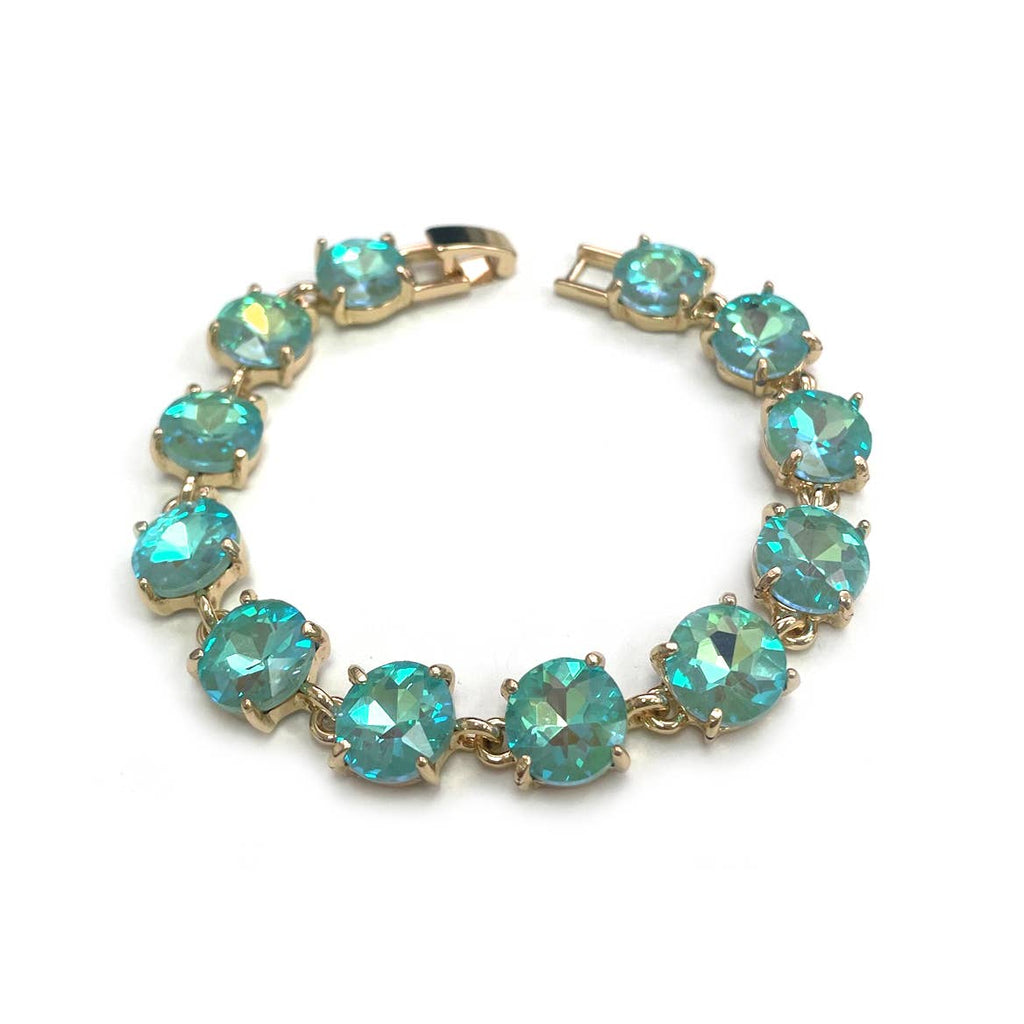 StarryNYC - Round Cushion Cut Crystal Glass Linked Bracelet