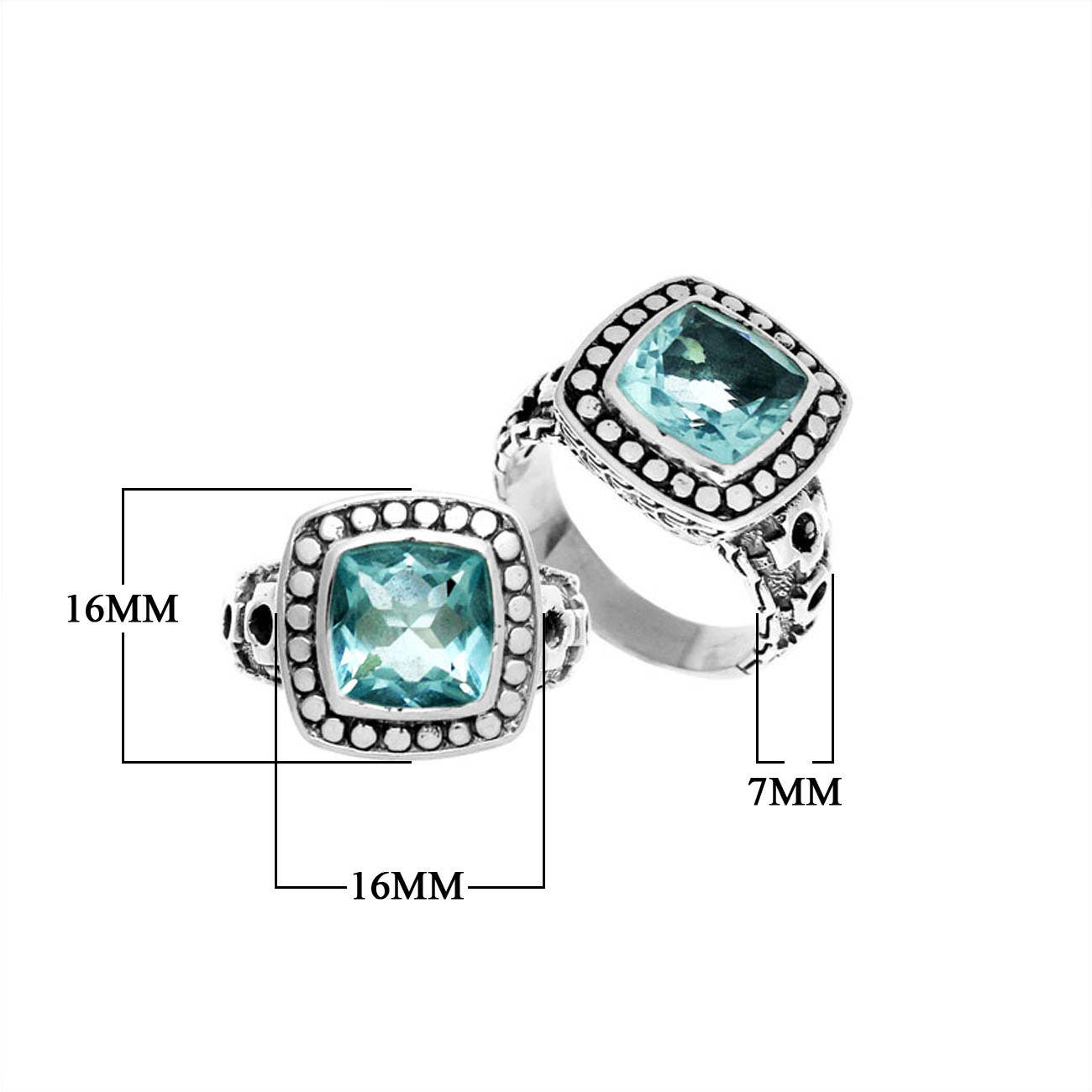 Bali Designs - AR-6146-BT-7" Sterling Silver Ring With Gemstone