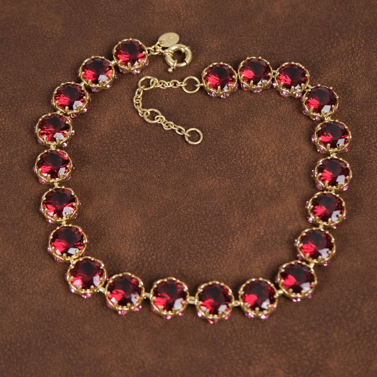 GirlyPirateCo - Vintage 18K Gold Plated Rose Red Crystal Choker Necklace