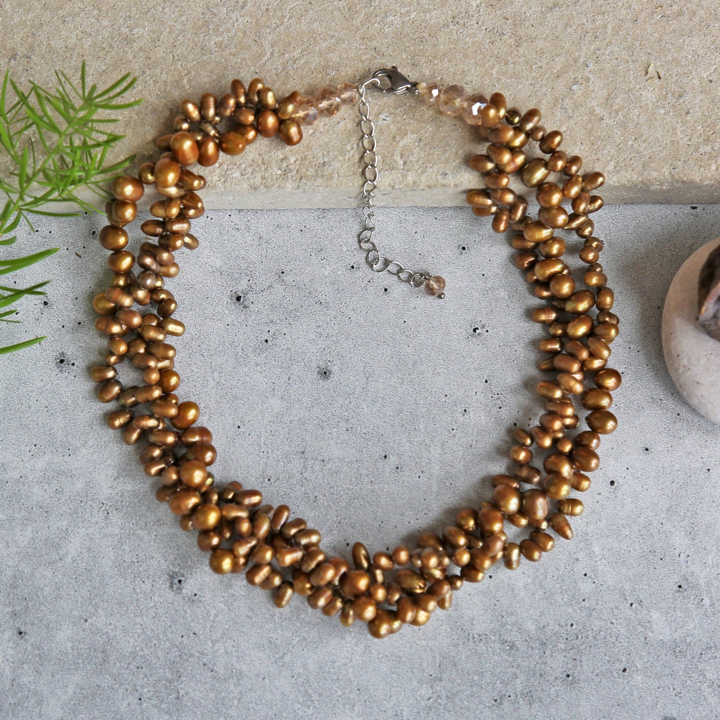Fire Cracker Pearl Necklace-Brown
