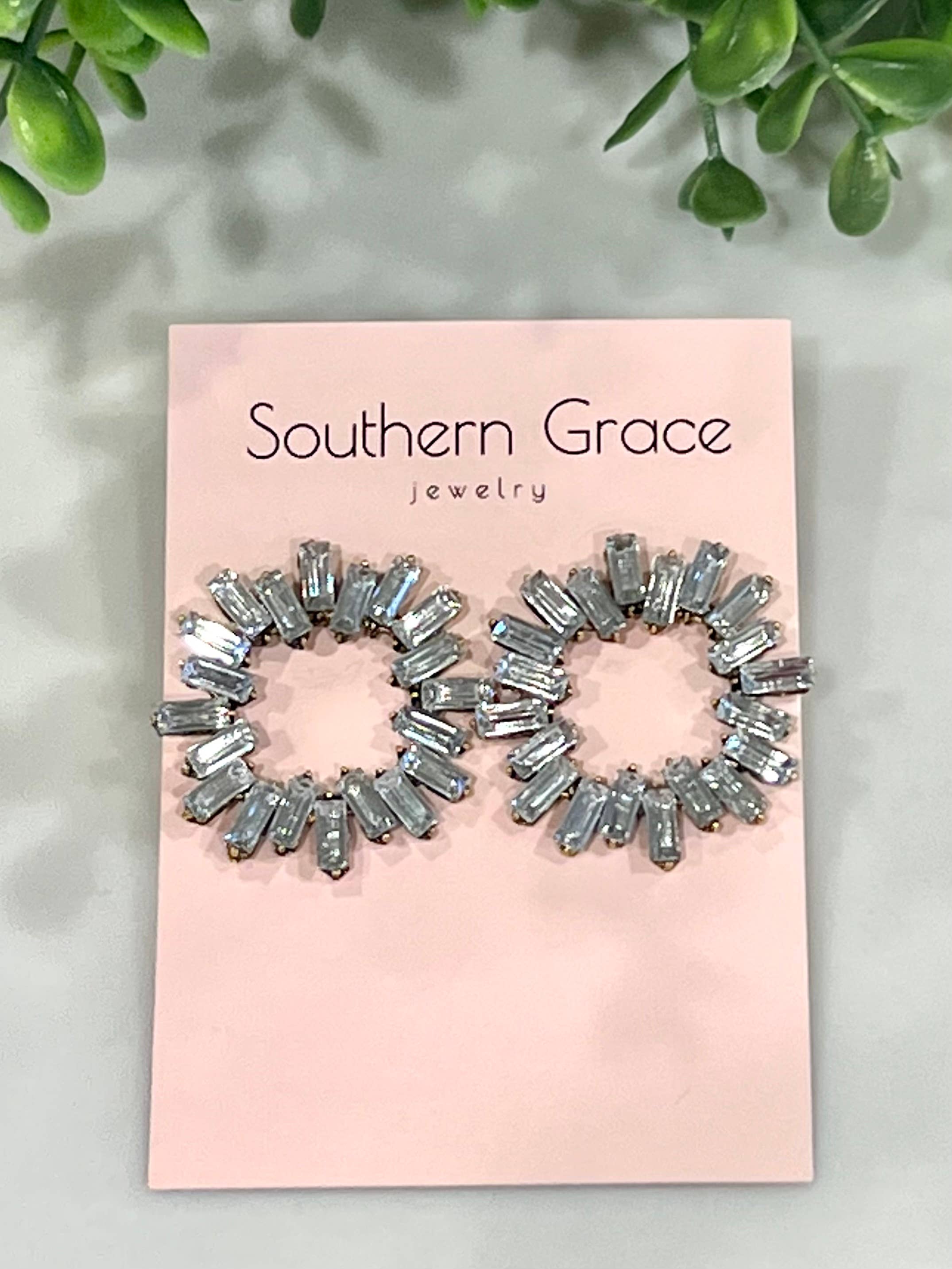 Buttoned Up with Lux - Circular Crystal Stud Earrings