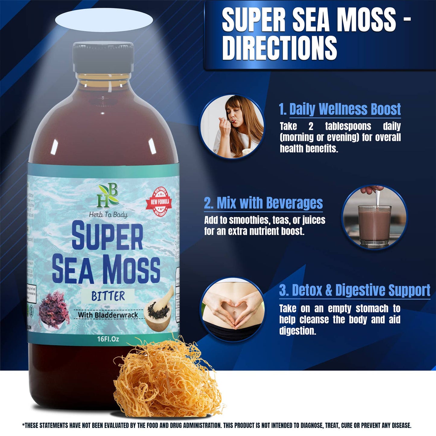 Herb To Body - Super Sea Moss Bitter - Herbal Bitter - 16oz Bottle