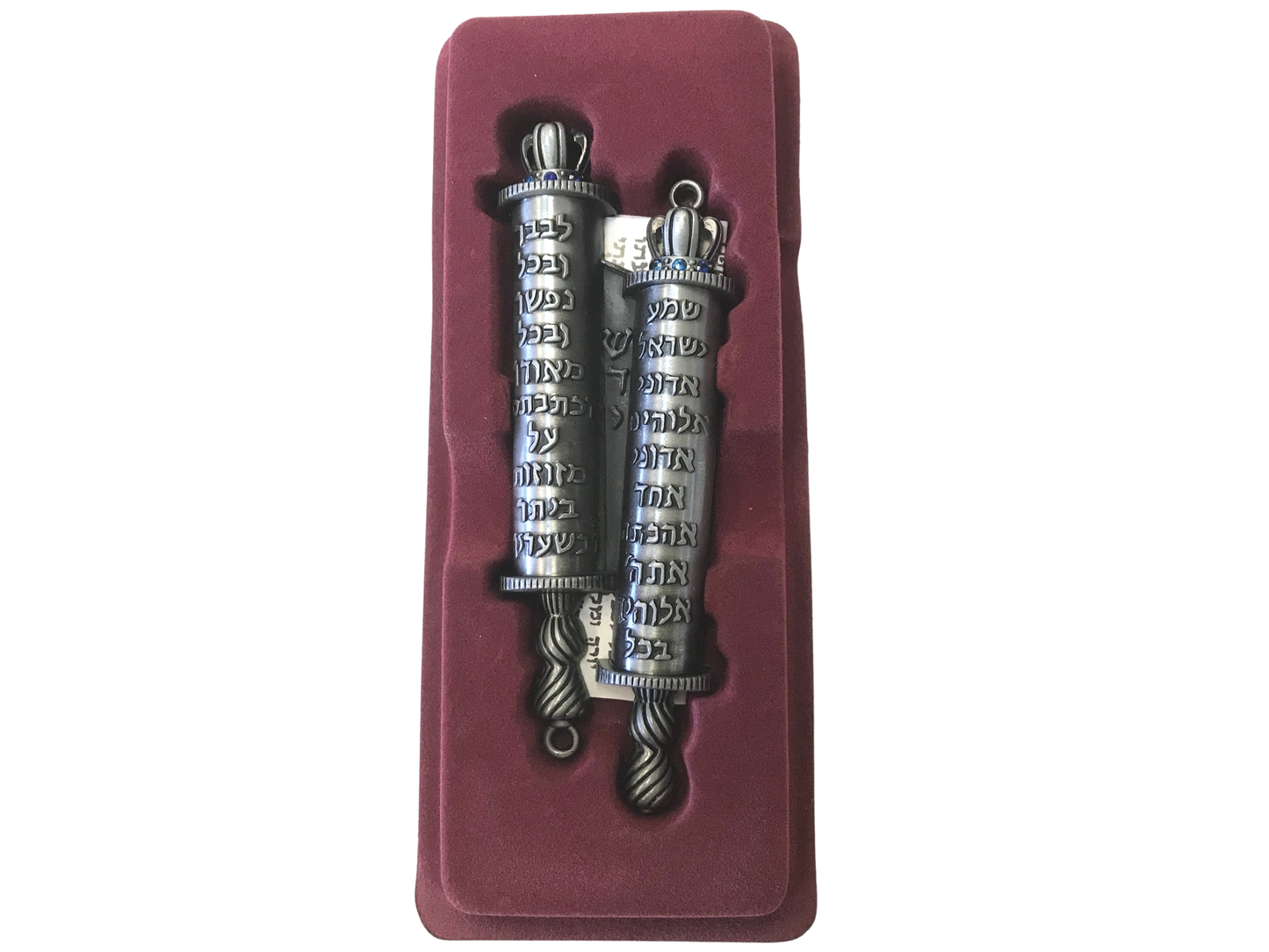 3 Arches USA - Mezuzah Pewter Shema Scroll Hebrew Writing-4.5 Inches Tall