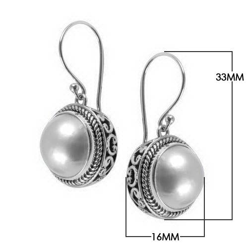 Bali Designs - Sterling Silver Small Round Earrings with White Pearl