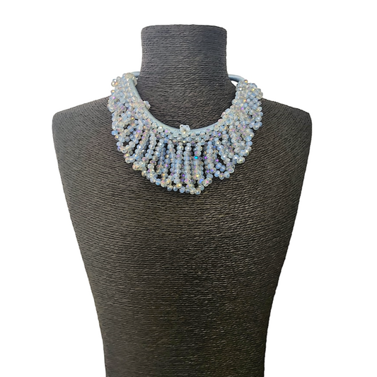 Gardenia Jewelry Ltd. - Baby Blue Faceted Iridescent Crystal Bib Collar Necklace