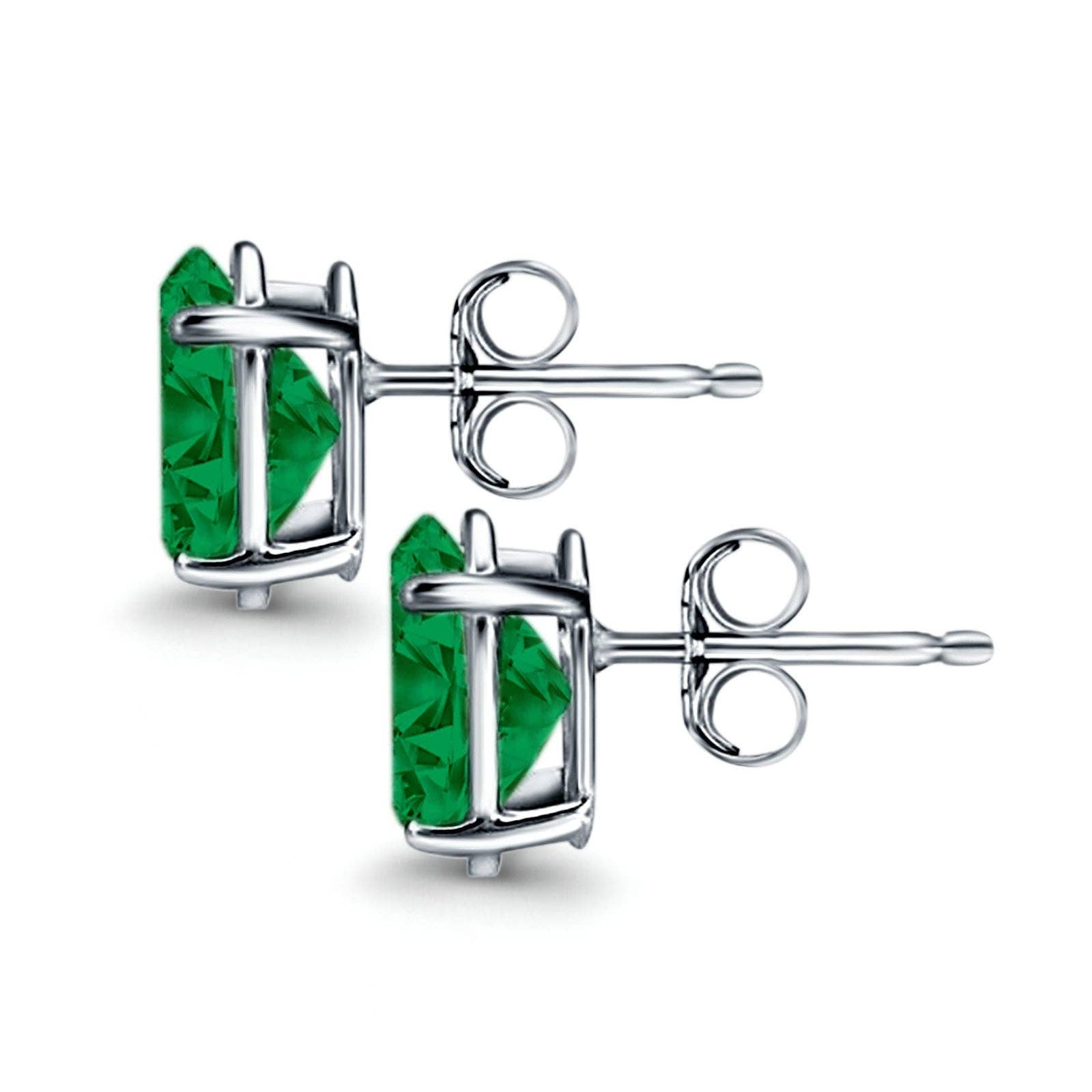 Blue Apple Imports - Art Deco Oval Wedding Bridal Solitaire Simulated Green Emerald CZ Stud Earrings