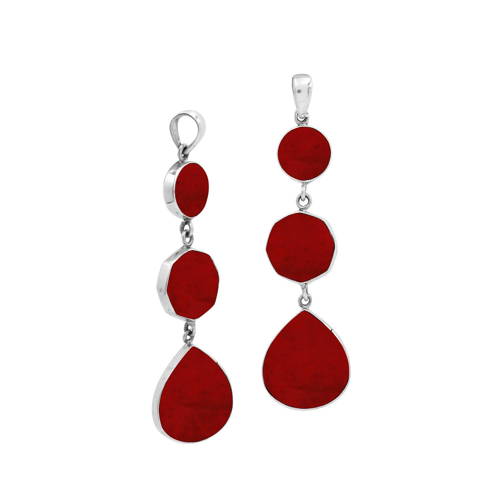 Bali Designs - AP-6248-CR Sterling Silver Pendant With Coral